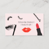 Beauty Biz Wimpers Lippen Mascara Make-up Roze Visitekaartje (Voorkant)