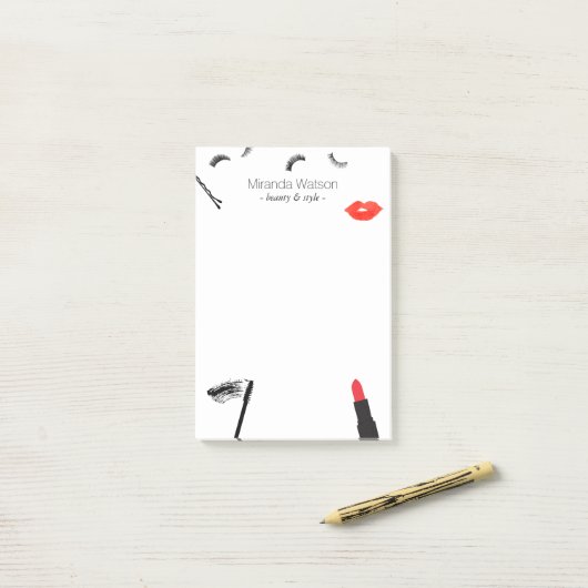 Beauty Biz Wimpers Lips Mascara Make-up Artiest Post-it® Notes (Op bureau)