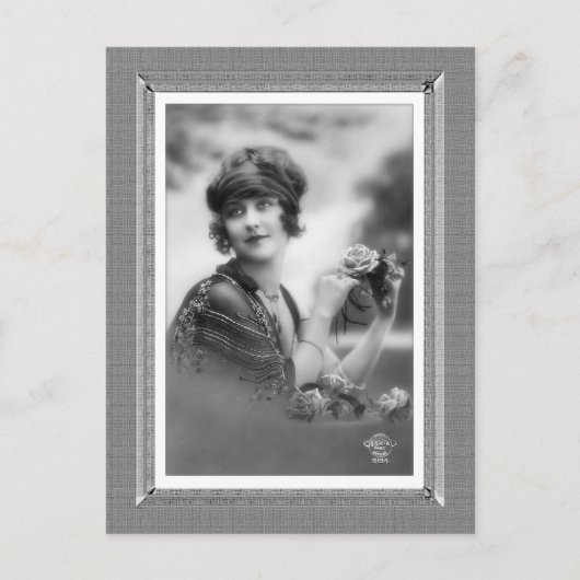  Beauty - Bloemenmeisje - in zwart-wit Briefkaart (Voorkant)