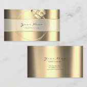 Beauty Blogg Stripes Gold Sepia Foxier Floral Visitekaartje (Voorkant / Achterkant)