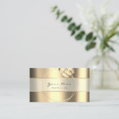 Beauty Blogg Stripes Gold Sepia Foxier Floral Visitekaartje (Staand voorkant)