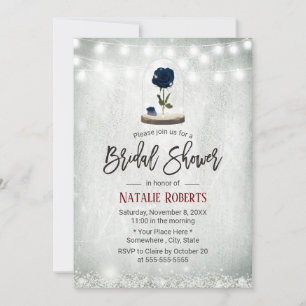 Beauty Blue Roos Dome Winter Floral Vrijgezellenfe Kaart