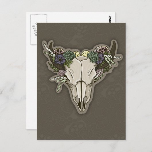 Beauty Boho Scull Briefkaart (Voorkant / Achterkant)