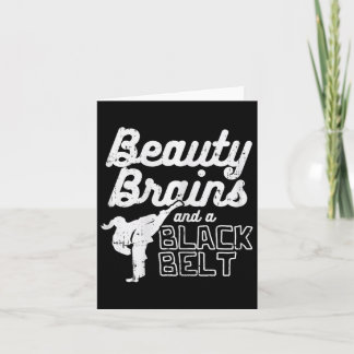 Beauty Brains Black Belt Girl Karate Kick Taekwond Kaart