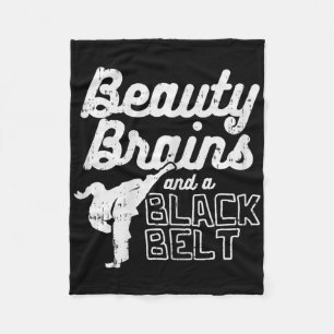 Beauty Brains Black Belt Girl Ponytail Kick Taekwo Fleece Deken