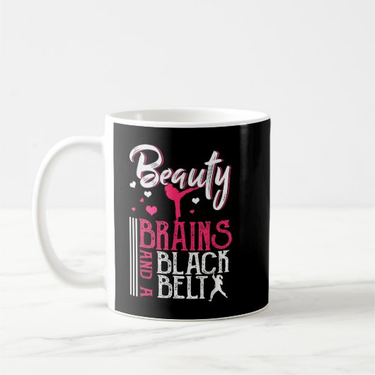 Beauty Brains Black Belt Martial Arts Karate Gift Koffiemok (Links)