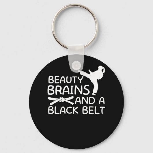 Beauty Brains en Black Belt Karate Girl Sleutelhanger (Voorkant)
