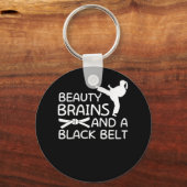 Beauty Brains en Black Belt Karate Girl Sleutelhanger (Voorkant)