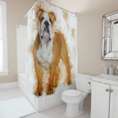 Beauty Bulldog Art Waterverf Bulldog Lover Gift Douchegordijn (In situ)