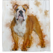 Beauty Bulldog Art Waterverf Bulldog Lover Gift Douchegordijn (Voorkant)