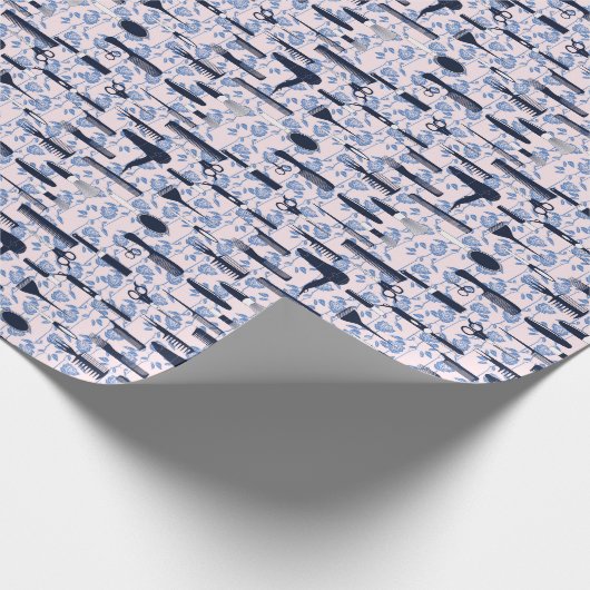 Beauty Care Blue Roos Patroon Cadeaupapier (Hoek)