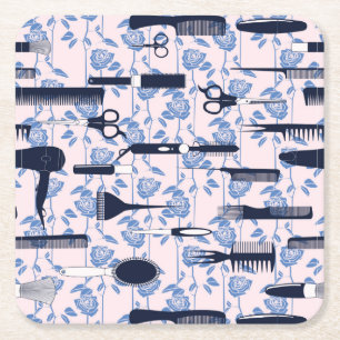 Beauty Care Blue Roos Patroon Kartonnen Onderzetters