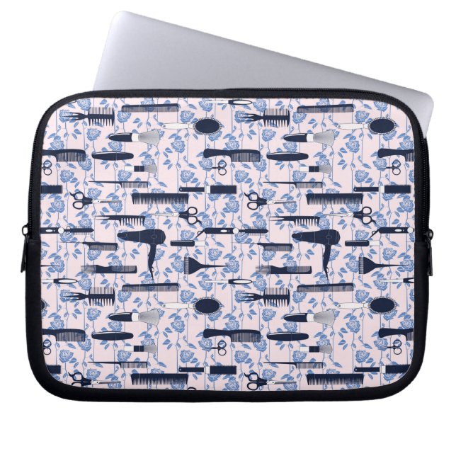 Beauty Care Blue Roos Patroon Laptop Sleeve (Voorkant)