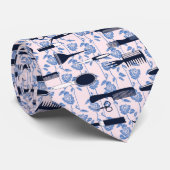 Beauty Care Blue Roos Patroon Stropdas (Opgerold)