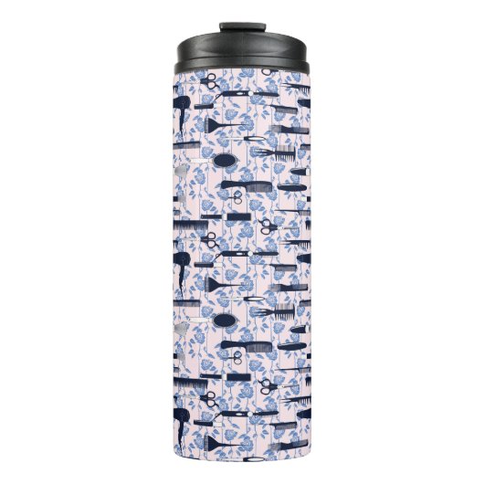 Beauty Care Blue Roos Patroon Thermosbeker (Voorkant)