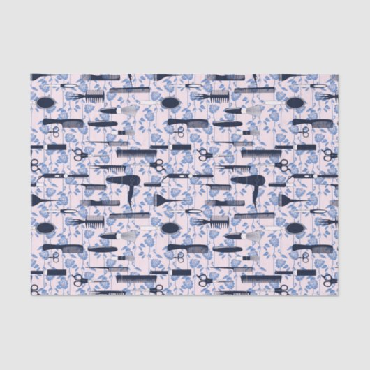 Beauty Care Blue Roos Patroon Tissuepapier (Voorkant)