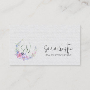 Beauty Consultant Beautician Flower Monogram Busin Visitekaartje