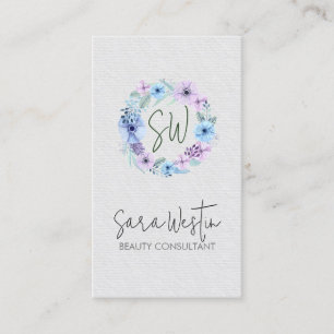 Beauty Consultant Beautician Flower Monogram Visitekaartje