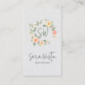Beauty Consultant Beautician Flower Monogram Visitekaartje (Voorkant)