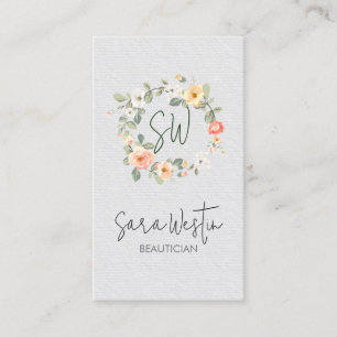Beauty Consultant Beautician Flower Monogram Visitekaartje