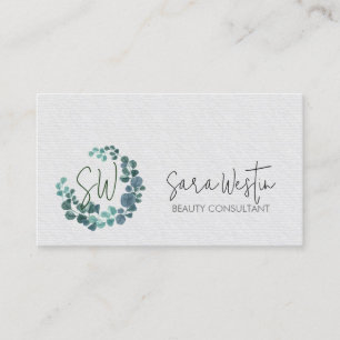 Beauty Consultant Beautician Flower Monogram Visitekaartje