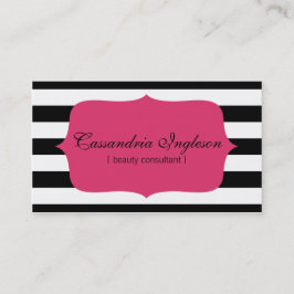 Beauty Consultant Black en White Stripes Hot Pink Visitekaartje