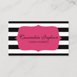 Beauty Consultant Black en White Stripes Hot Pink Visitekaartje