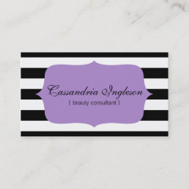 Beauty Consultant Black en White Stripes Paars Visitekaartje
