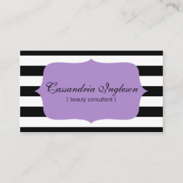 Beauty Consultant Black en White Stripes Paars Visitekaartje