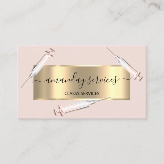 Beauty Cosmetologist Spuit Botox B12 QRCode Roos Visitekaartje (Voorkant)