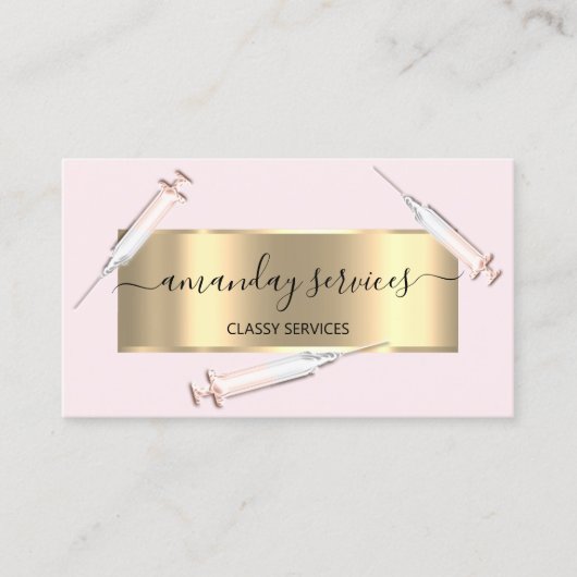 Beauty Cosmetologist Spuit Botox B12 QRCode Roze Visitekaartje (Voorkant)