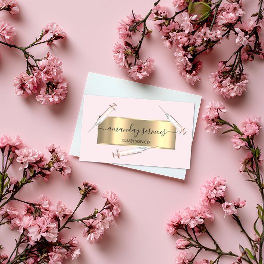 Beauty Cosmetologist Spuit Botox B12 QRCode Roze Visitekaartje