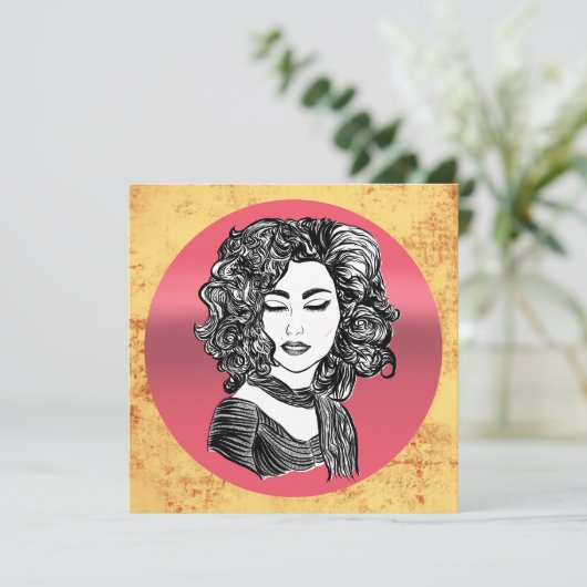 Beauty curly haar kaart (Staand voorkant)