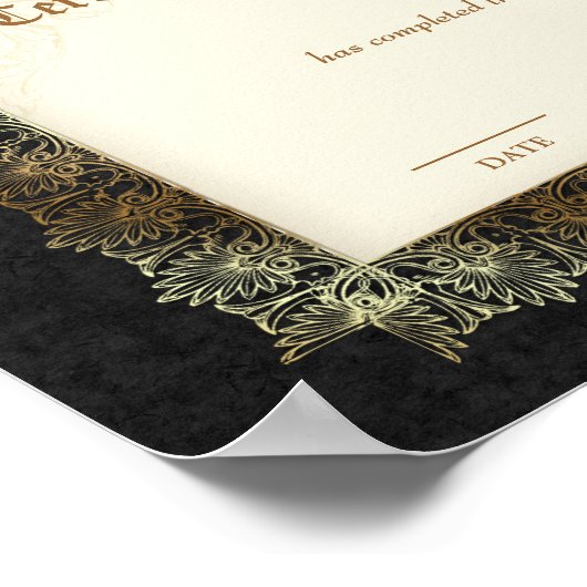 Beauty Diploma Certificate of Completion Black Poster (Hoek)