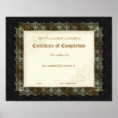 Beauty Diploma Certificate of Completion Black Poster (Voorkant)