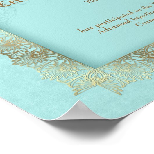 Beauty Diploma Certificate of Completion Blue Gold Poster (Hoek)