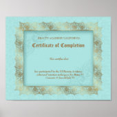 Beauty Diploma Certificate of Completion Blue Gold Poster (Voorkant)