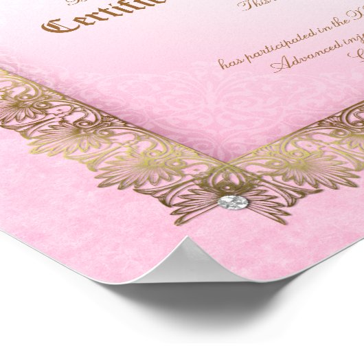 Beauty Diploma Certificate of Completion Pink Gold Poster (Hoek)