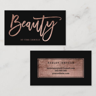 Beauty elegant faux roos gold typografie zwart visitekaartje