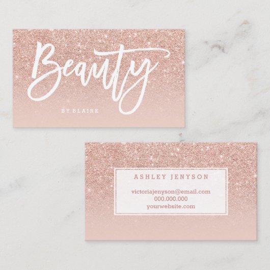 Beauty elegant typografie blush ombre roos gold visitekaartje (Voorkant / Achterkant)