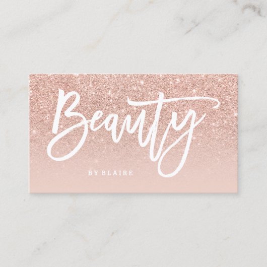 Beauty elegant typografie blush ombre roos gold visitekaartje (Voorkant)