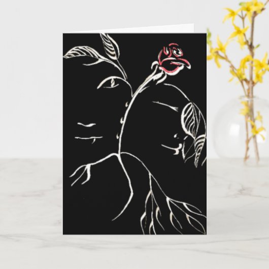 Beauty en Beast Roos Kaart (Gele Bloem)