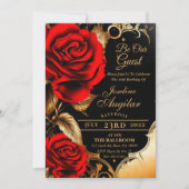 Beauty en de Beast Red Rose Sweet 16 Invitations Kaart (Voorkant)