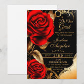 Beauty en de Beast Red Rose Sweet 16 Invitations Kaart (Voorkant / Achterkant)