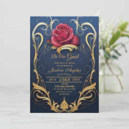 Beauty en de Beast Red Rose Sweet 16 Invitations Kaart