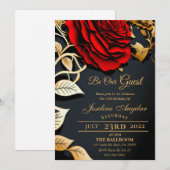 Beauty en de Beast Red Rose Sweet 16 Invitations Kaart (Voorkant / Achterkant)