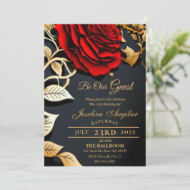 Beauty en de Beast Red Rose Sweet 16 Invitations Kaart