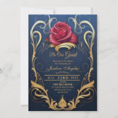 Beauty en de Beast Red Rose Sweet 16 Invitations Kaart (Voorkant)