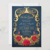 Beauty en de Beast Red Rose Sweet 16 Invitations Kaart (Voorkant)