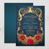 Beauty en de Beast Red Rose Sweet 16 Invitations Kaart (Voorkant / Achterkant)